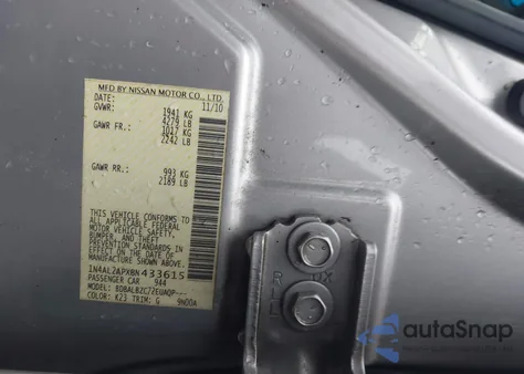 2011 Nissan Altima 2.5 S z USA, uszkodzony, nr VIN 1N4AL2APXBN433615